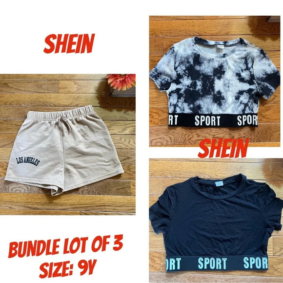 2/$25 SHEIN Coolane Girls Crop Top/Tank Sport Digital Printed Tie Dye Black 9Y - Picture 1 of 13